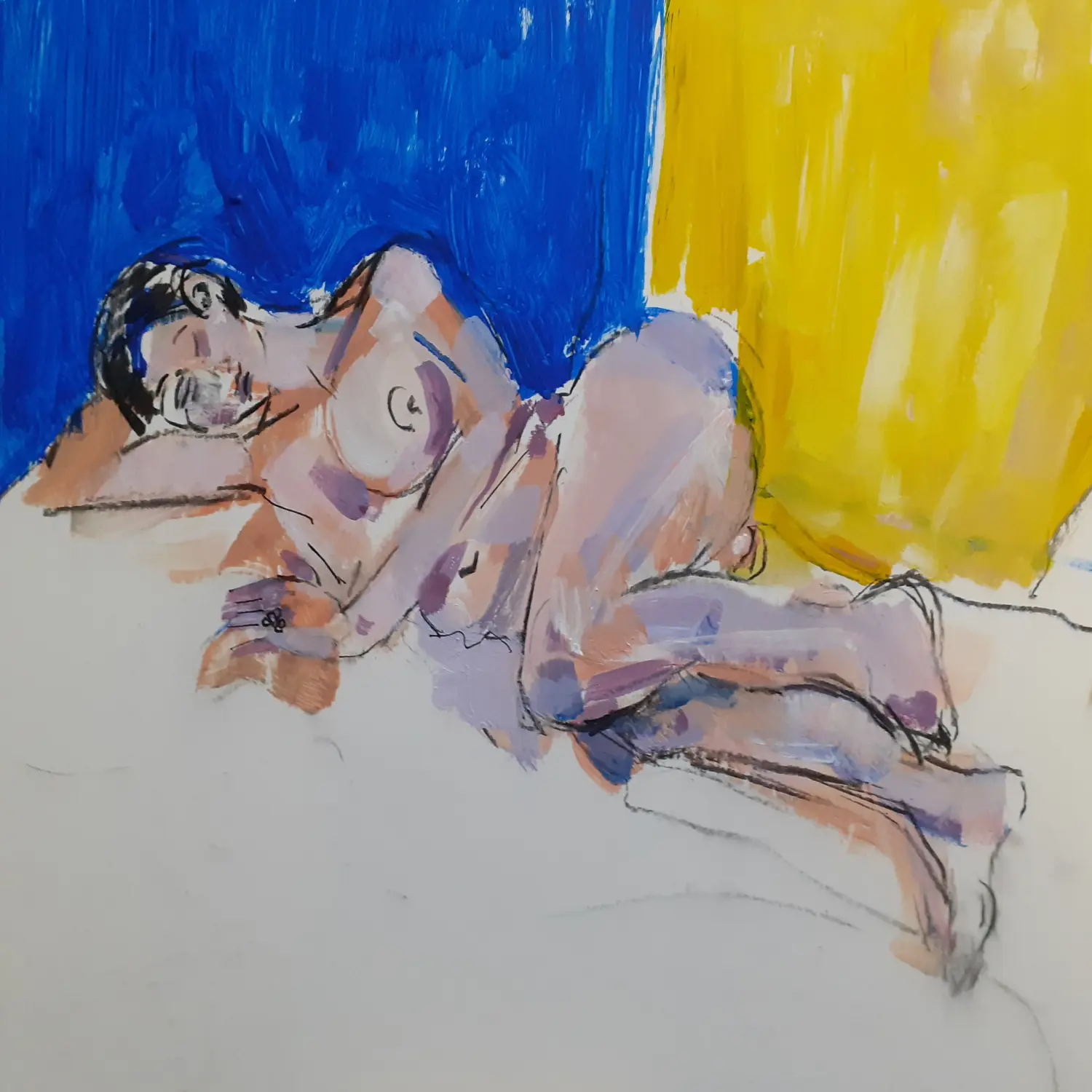 Reclining figure life study in mixed media — Aberdeen Art Circle